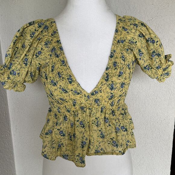 Urban Outfitters Floral Boho Crop Top 100% Cotton Size Small - Picture 1 of 9